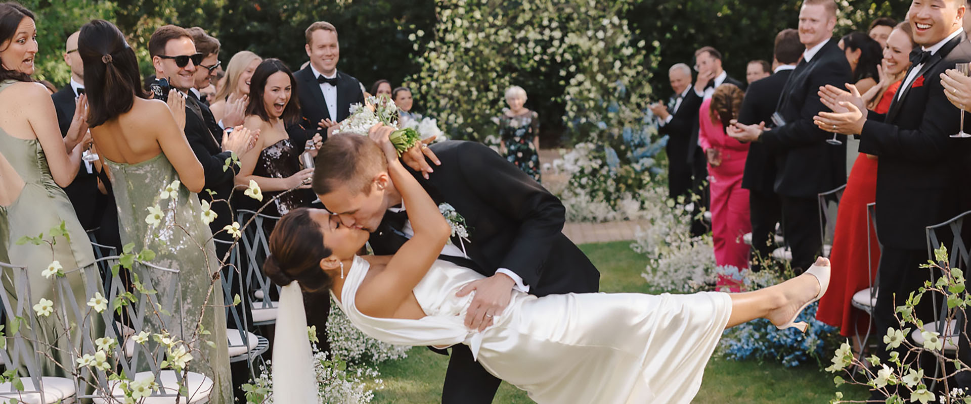 A bride and groom kissing at their wedding ceremony at The Madrona Hotel in Healdsburg